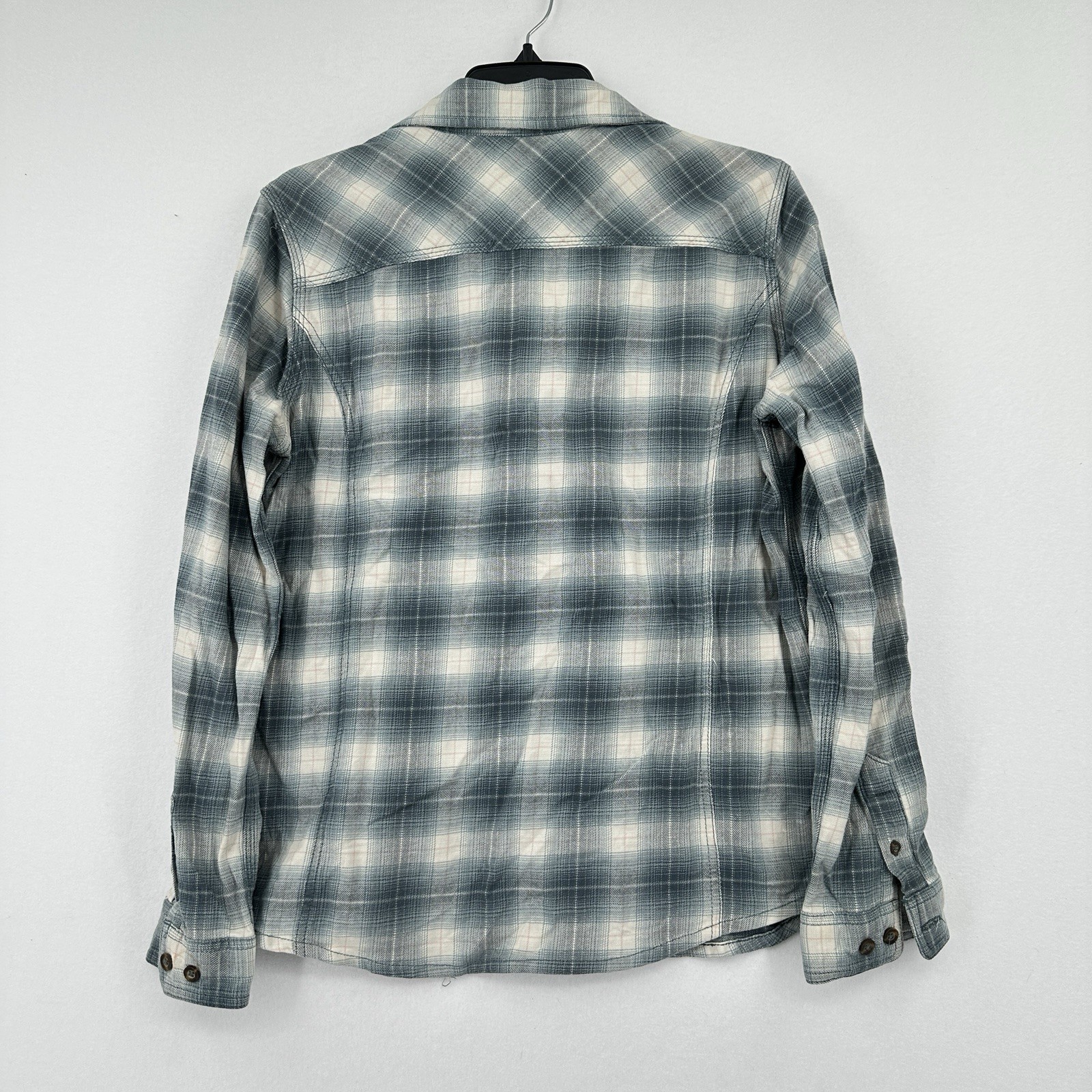 Carhartt Flannel Shirt Womens M 8/10 Button Up Blue White Workwear Winter Warm