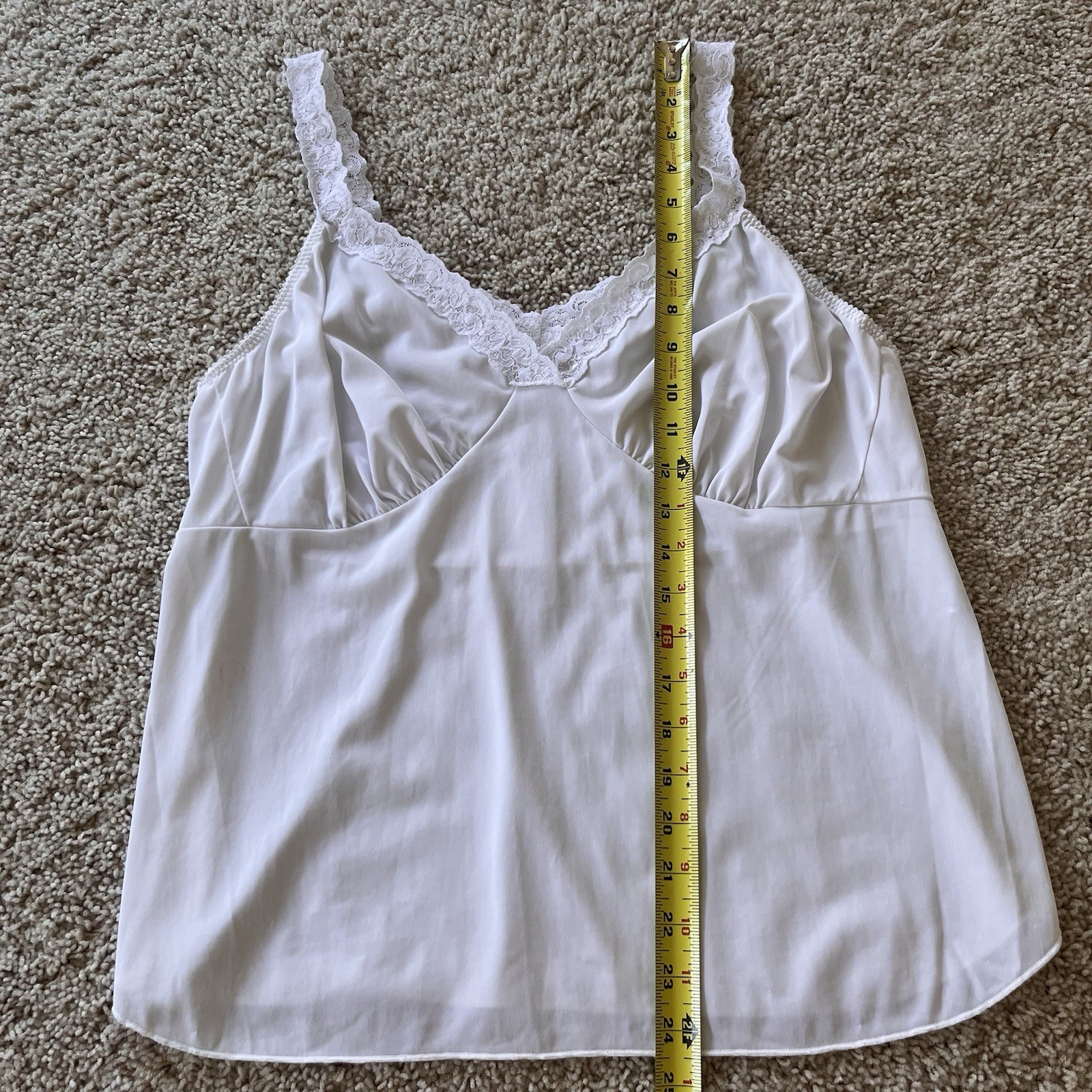 Shadow Line Vintage Babydoll Slip Top Large White Lace Trim Soft Girl Coquette