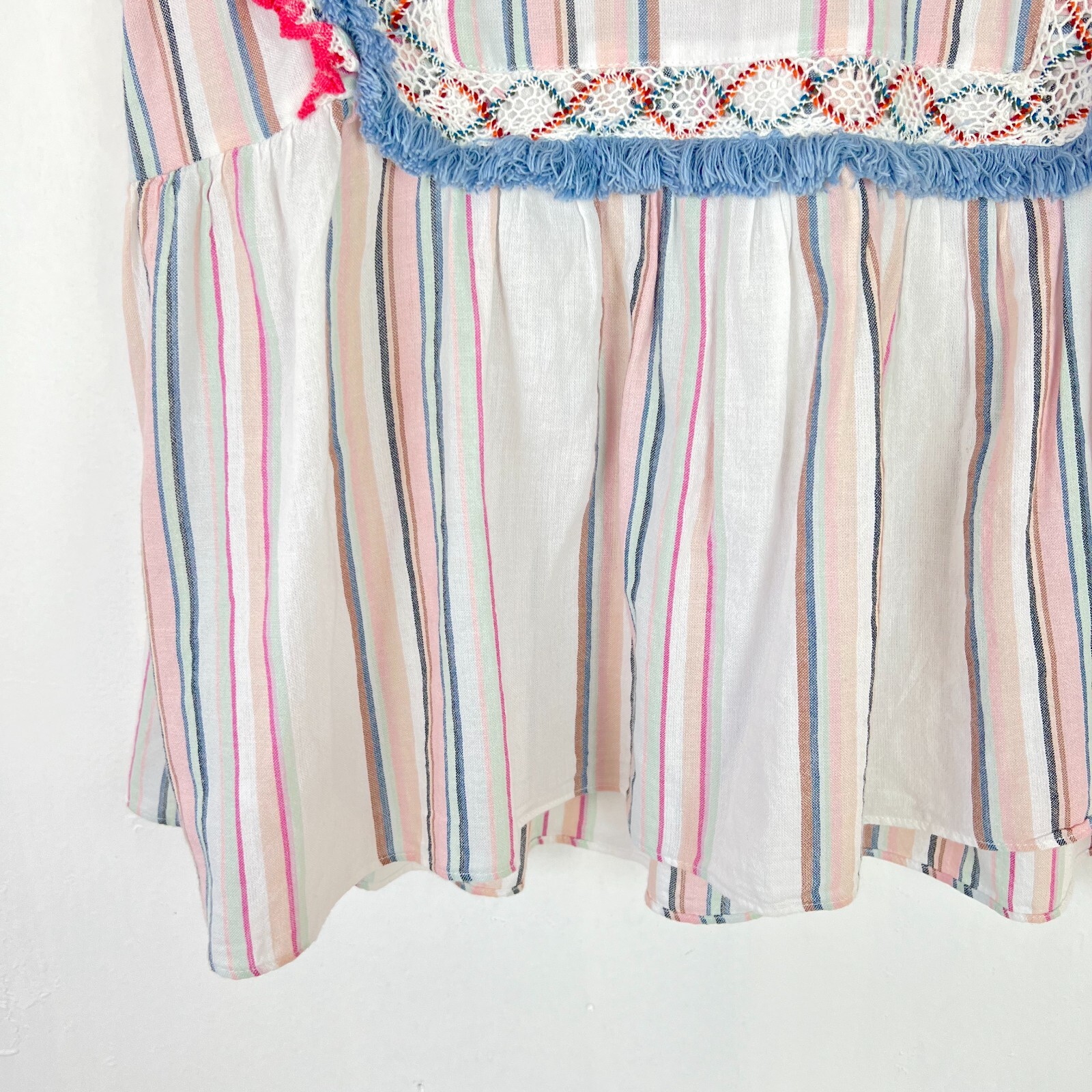 Ella Moss Natalia Ruffle Baby Doll Top Sleeveless Fringe Size Large L EUC L2191