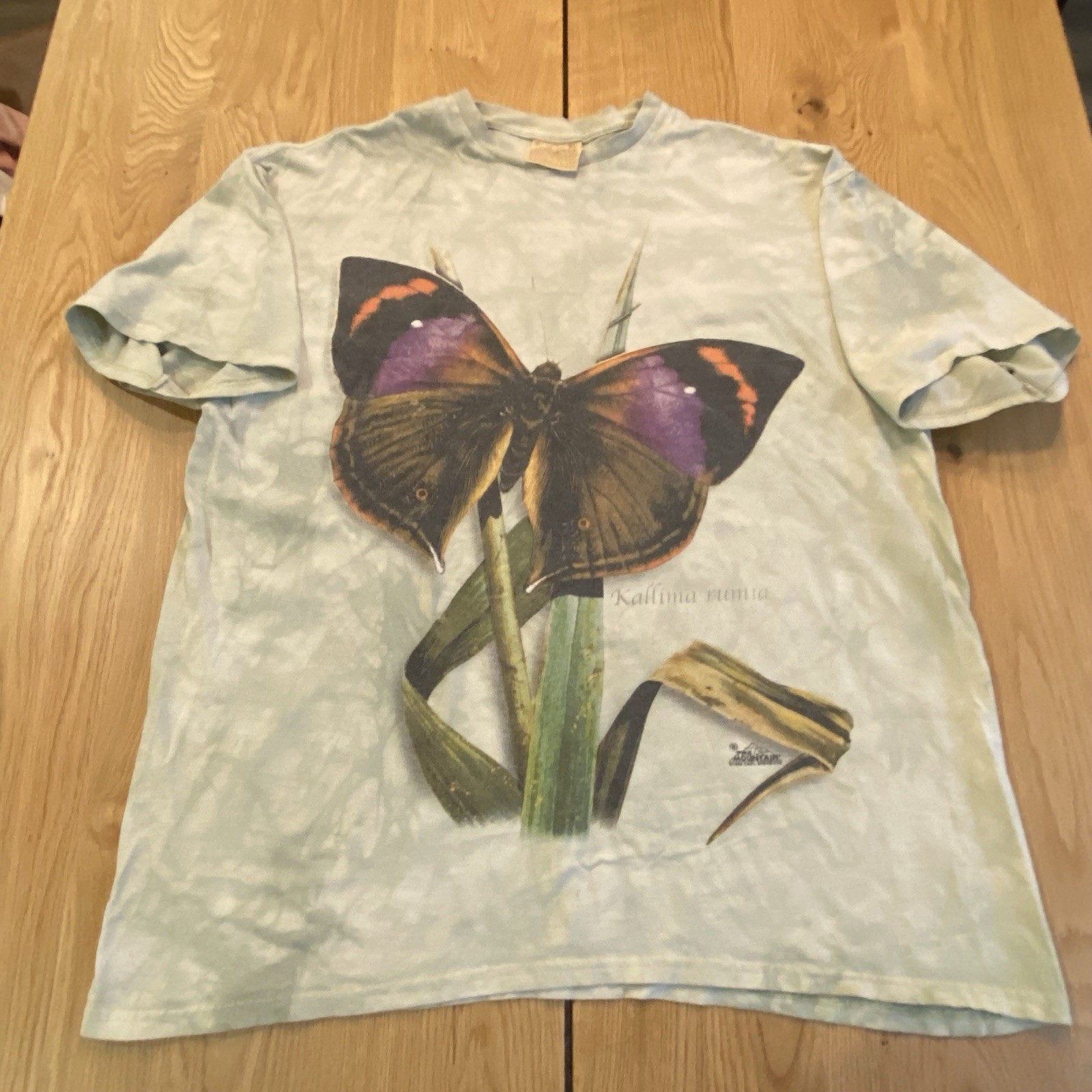 THE MOUNTAIN Women’s XL Green Tie Dye T-Shirt Butterflies Big Graphic Nature