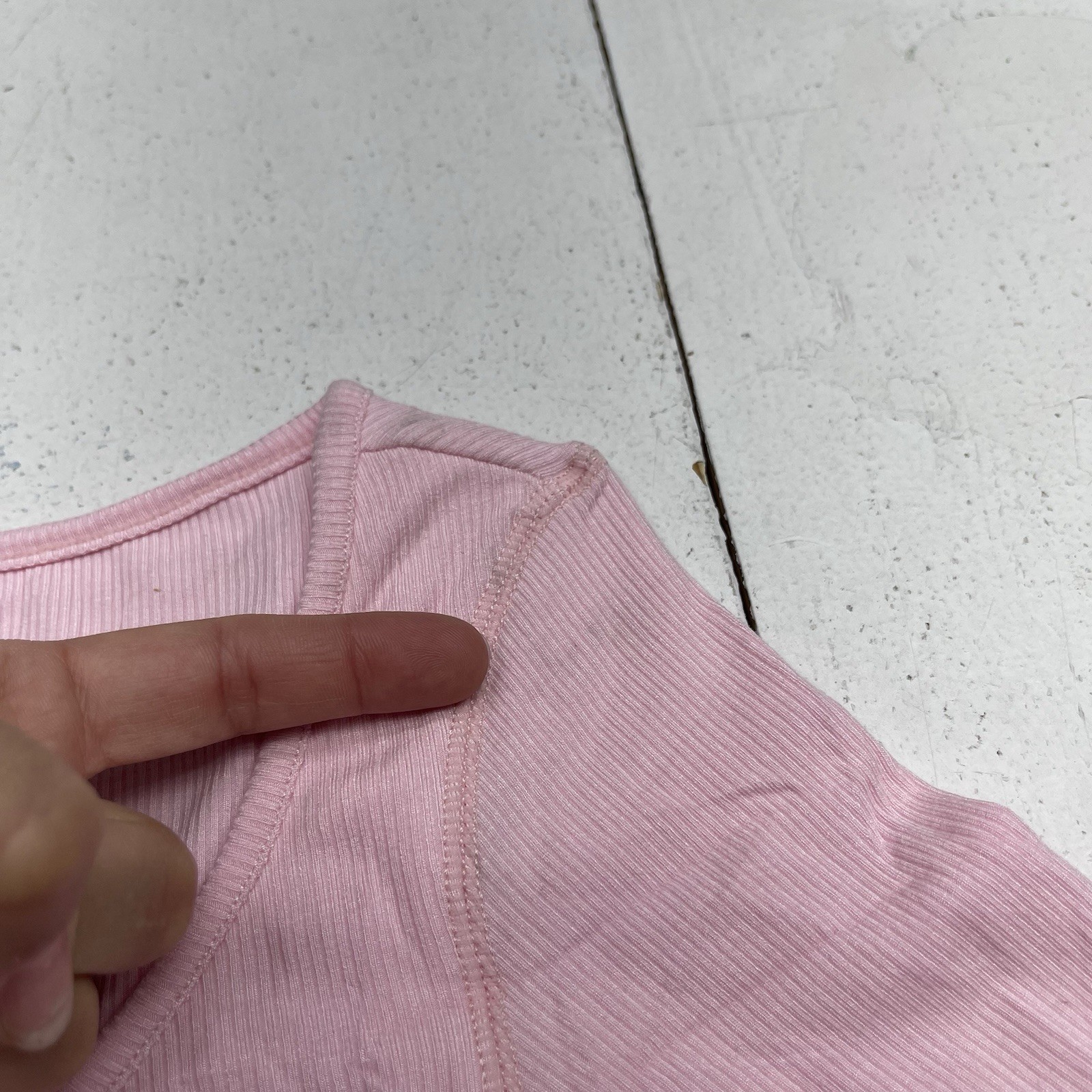 Danysu Pink Ribbed Padded Long Sleeve Twist Detail Top Women’s Size Medium