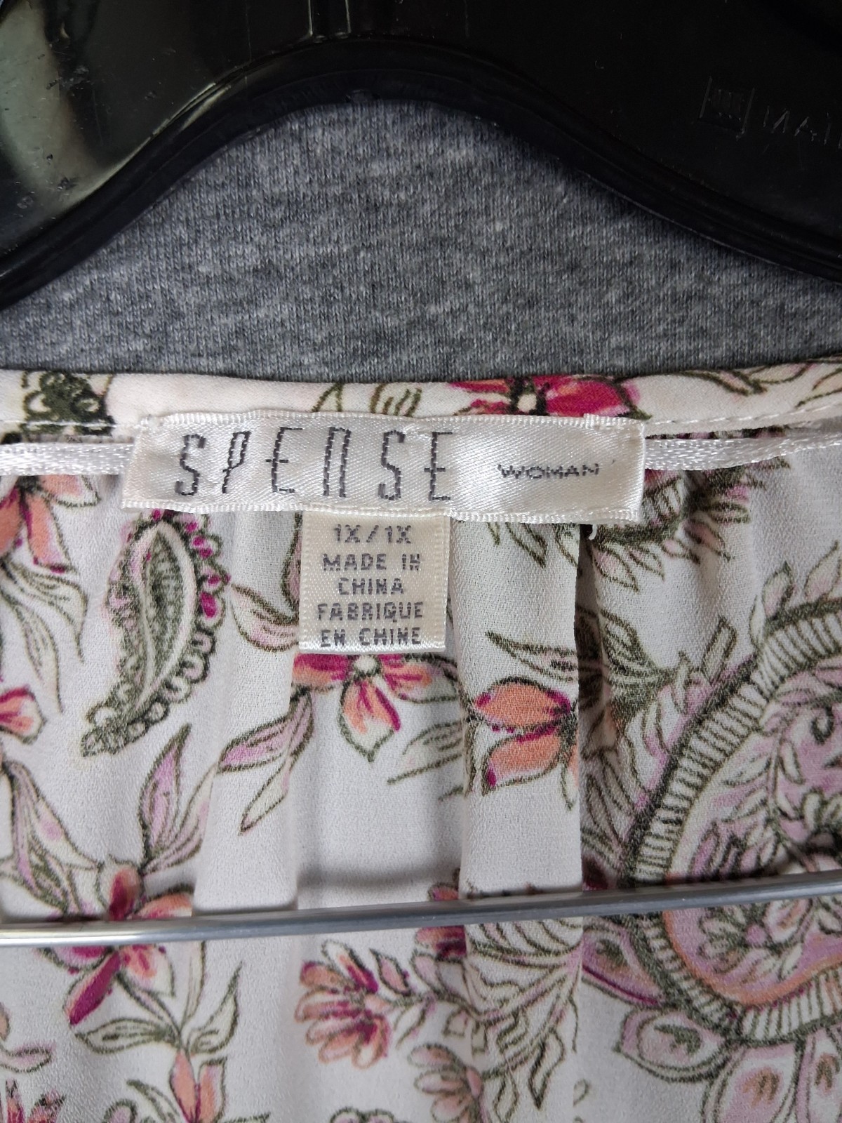 Spense Womens Shirt 1X White Floral Paisley Cottage Core Cape Sleeve Garden Core