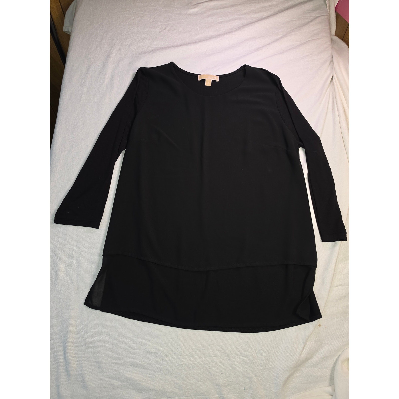 Michael Kors Black Boat Neck Tunic Top Large Gold