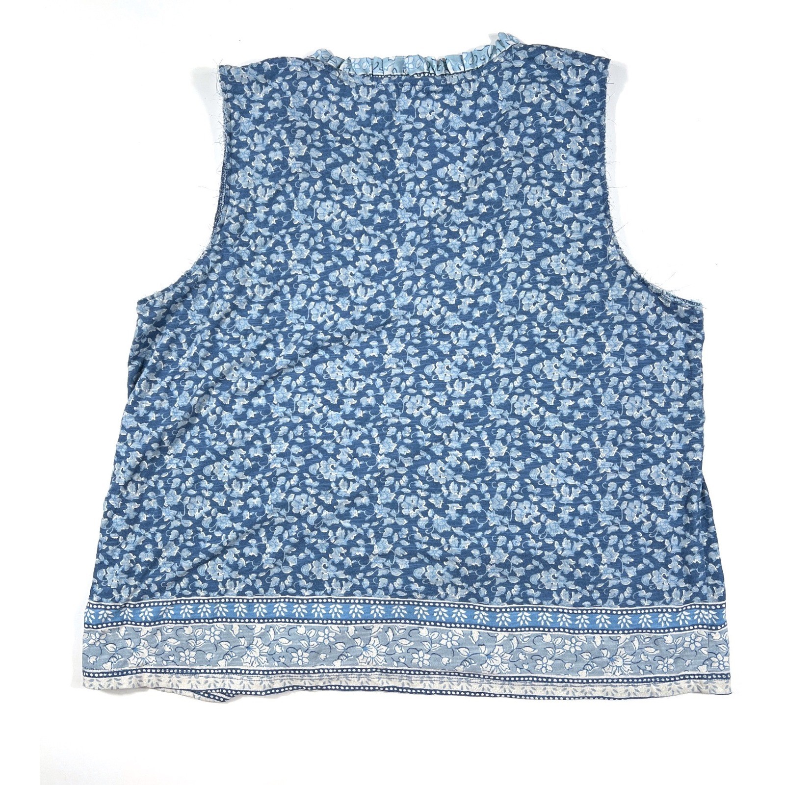 Lucky Brand Blue Floral Sleeveless Blouse Medium Cotton Modal Boho Peasant Tank