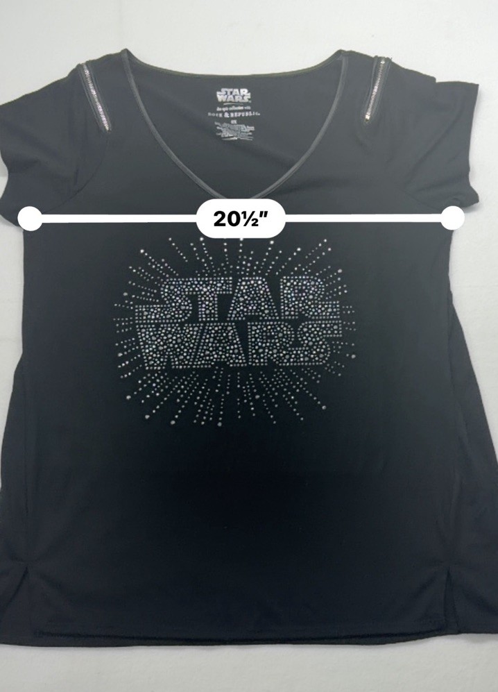 Star Wars Rock & Republic Shirt Women’s 0X Black Silver Studded V-Neck Tee