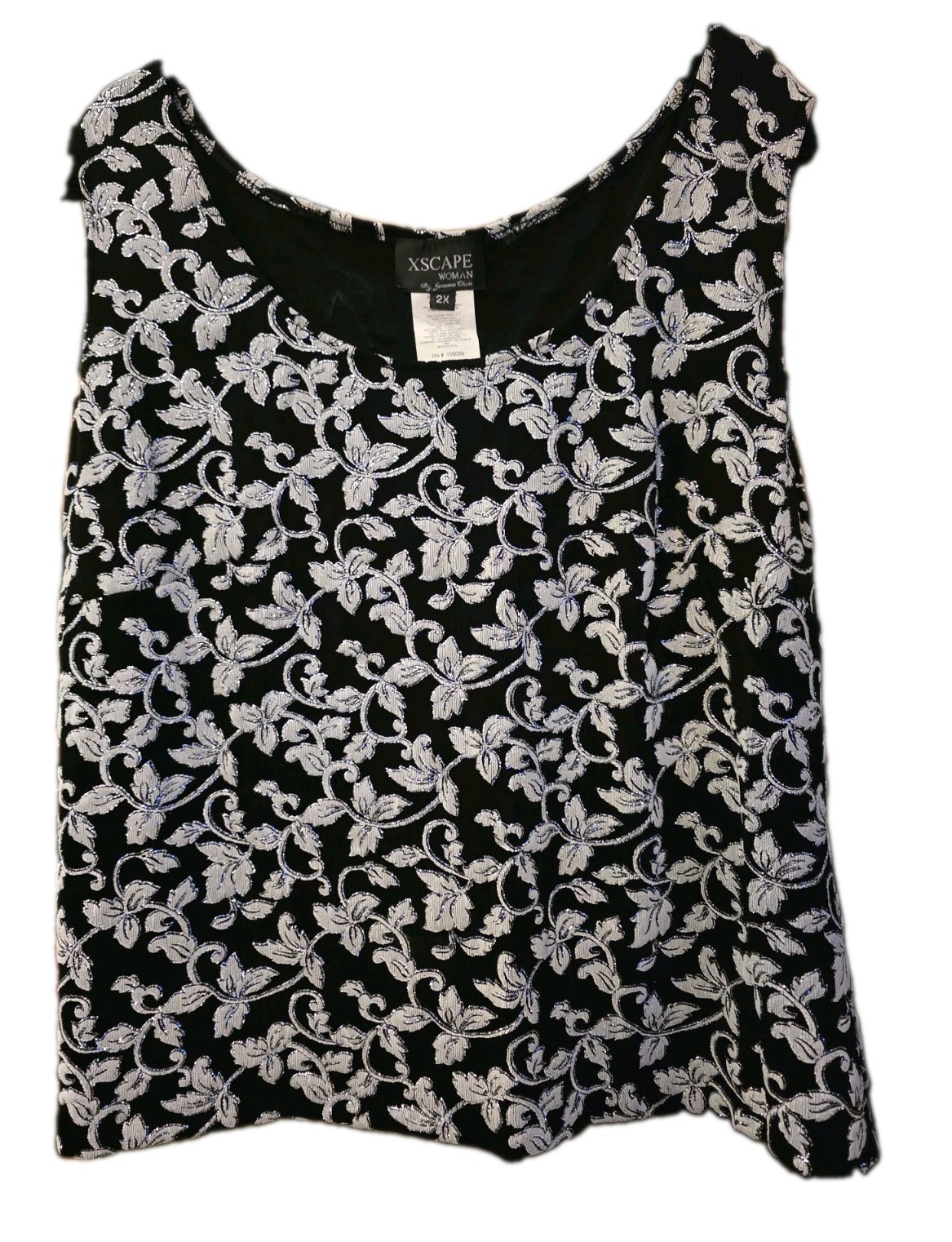 Xscape By Joanna Chen Y2K Top 2XL Black Floral Tank Dark Floral Whimsigoth