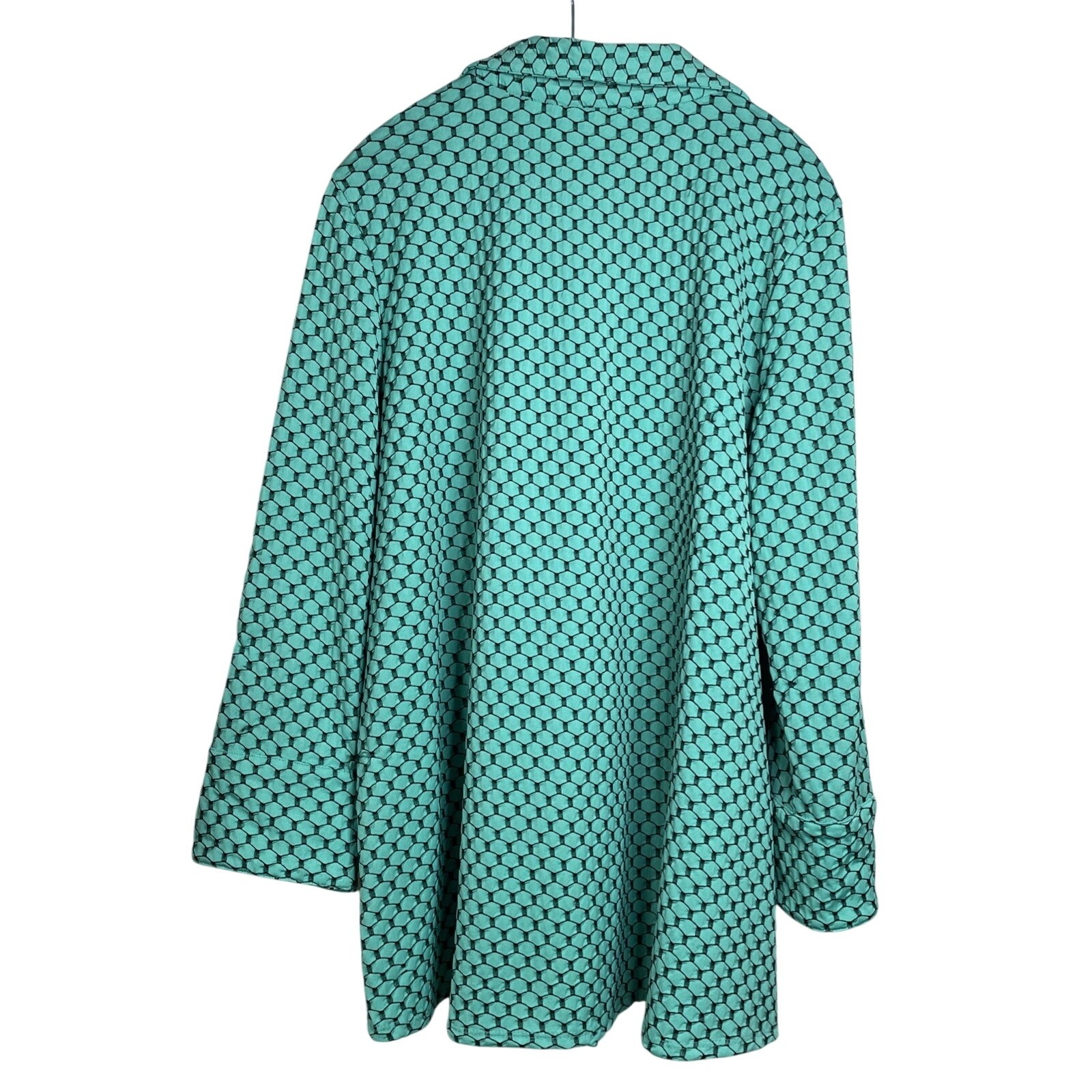 Peck & Peck – Green & Black Textured Blouse Size Large – Funky Buttons/80s Retro