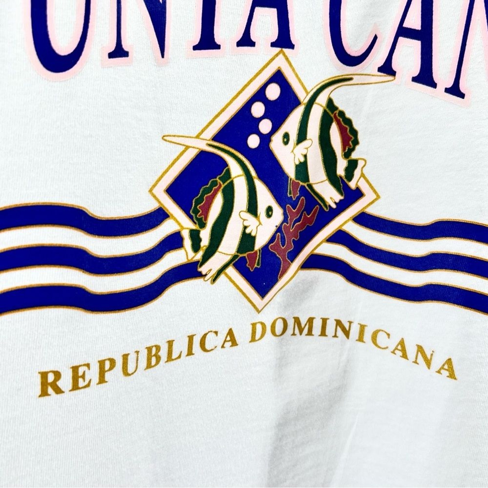 Vintage NWT Punta Cana Dominican Republic Graphic Tank Top Size Small Deadstock