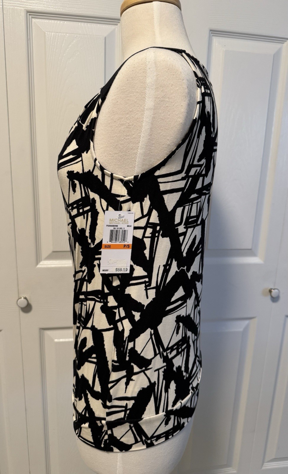 Michael Michael Kors Womens Black & White Tank Top Petite Small P/S NWT