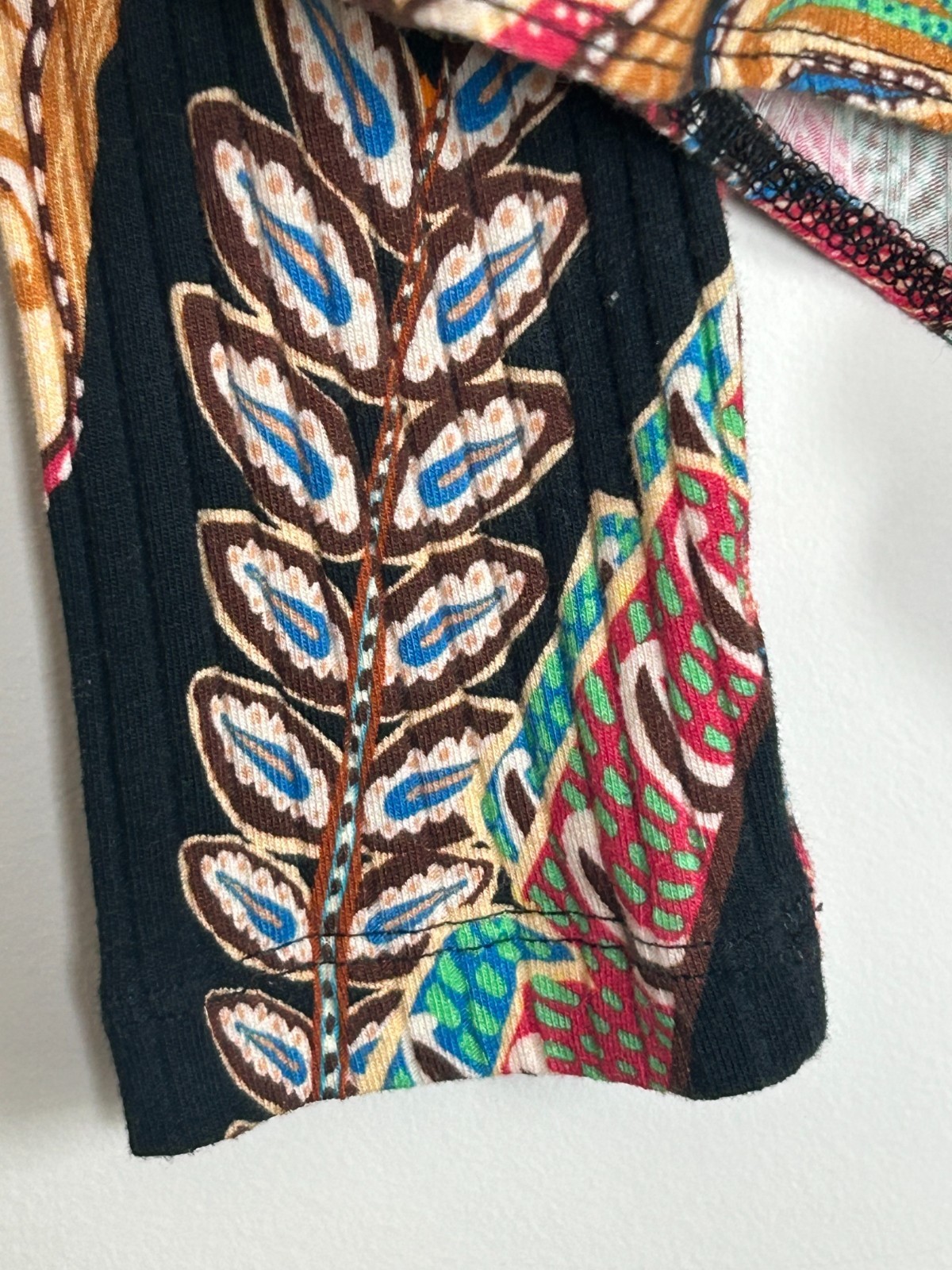 Farm Rio Cool Foliage Bodysuit M Vibrant Tropical Leaf Print Long Sleeve Top
