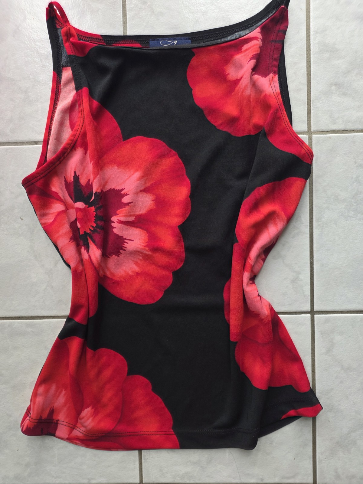 Y2k Red Floral Hibiscus Whimsy Top