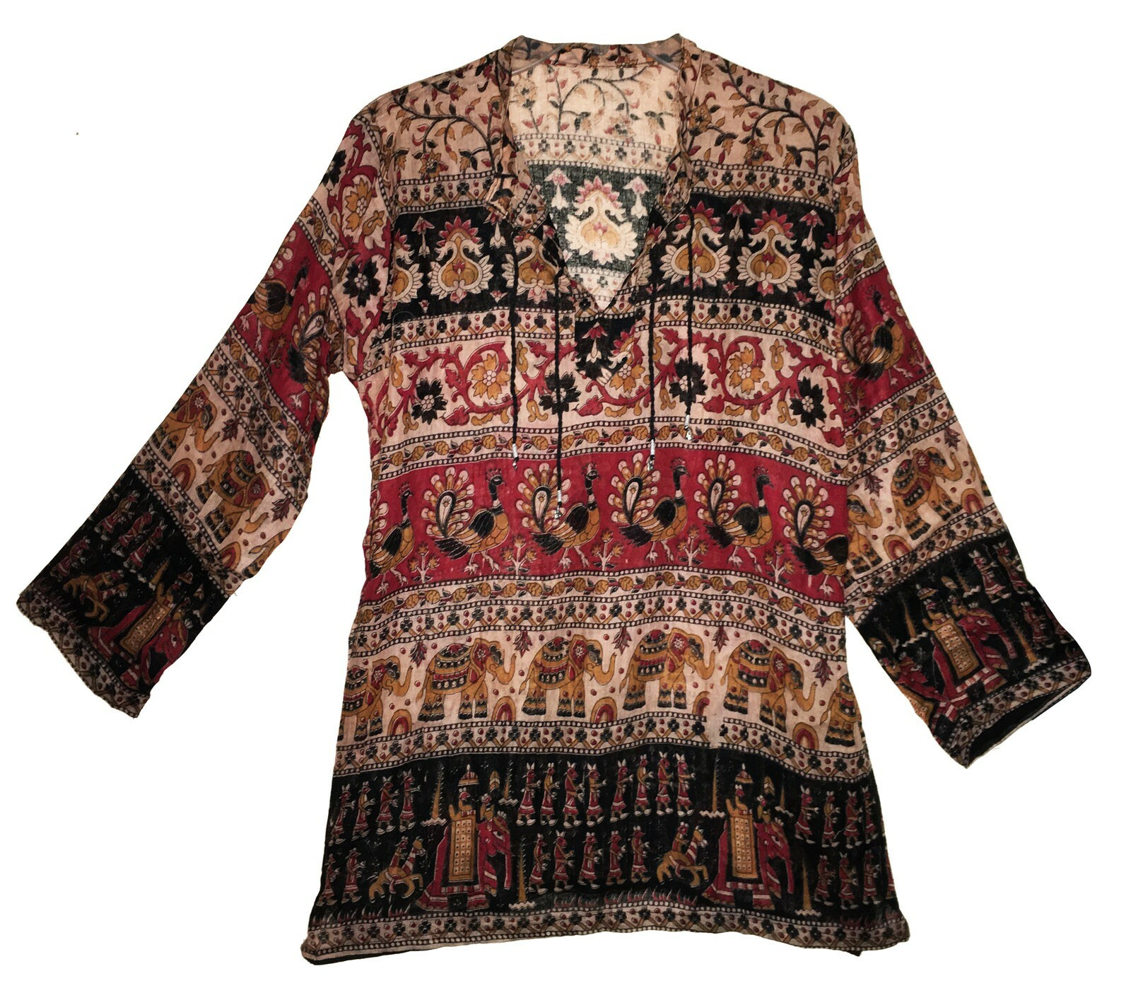Indian Cotton Ethnic Top Blouse Tunic Women Hippie Blusa Boho Gypsy Dress Retro