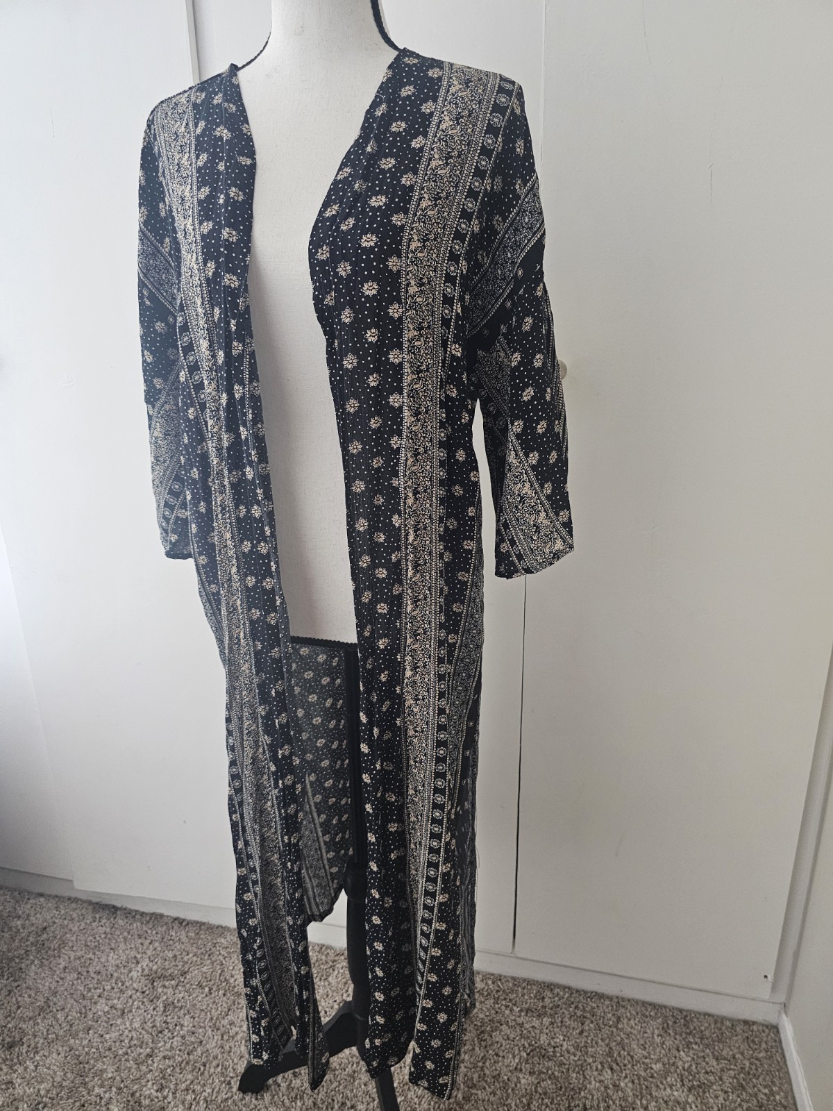 Boho Style Long Kimono Cardigan Cover Up (L)