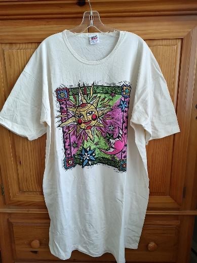 VTG ~ Human-i-Tees Long T Shirt Dress~ Women’s XL ~ One Size ~ Sun Moon Stars