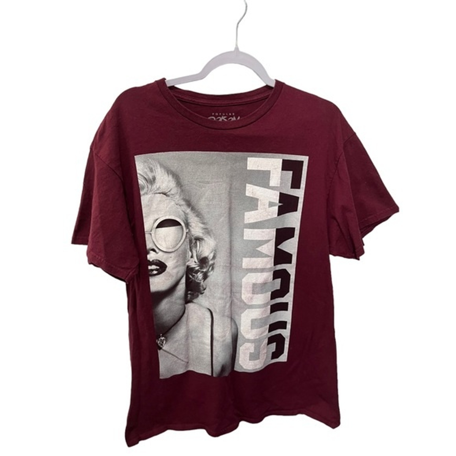 POPULAR POISON MARILYN MONROE MAROON GRAPHIC TEE SIZE LARGE
