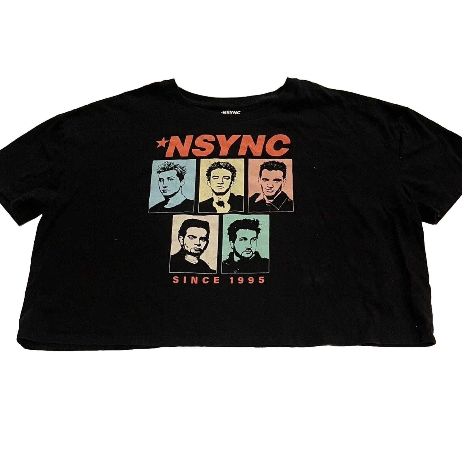 NSYNC Crop-Top Shirt 2XL Black Tour Merch Graphic Tee