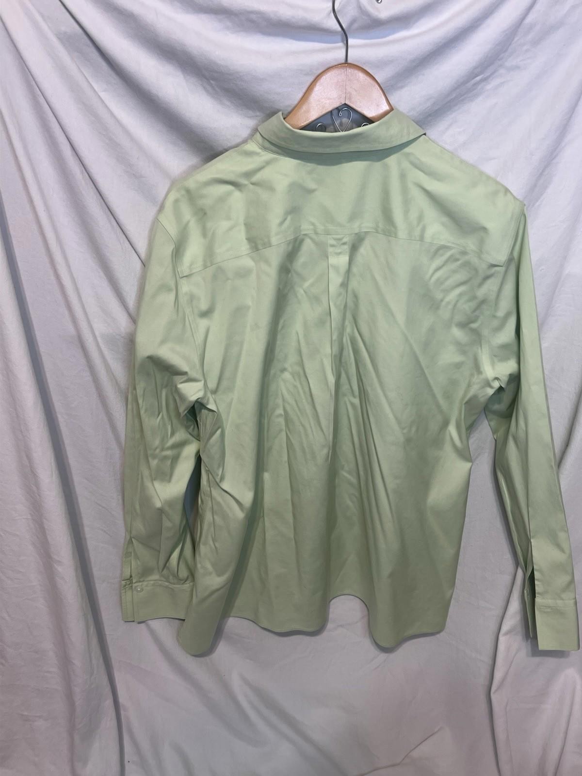 Eddie Bauer Wrinkle Resistant Cotton Green Button Up Work Travel Shirt XXL