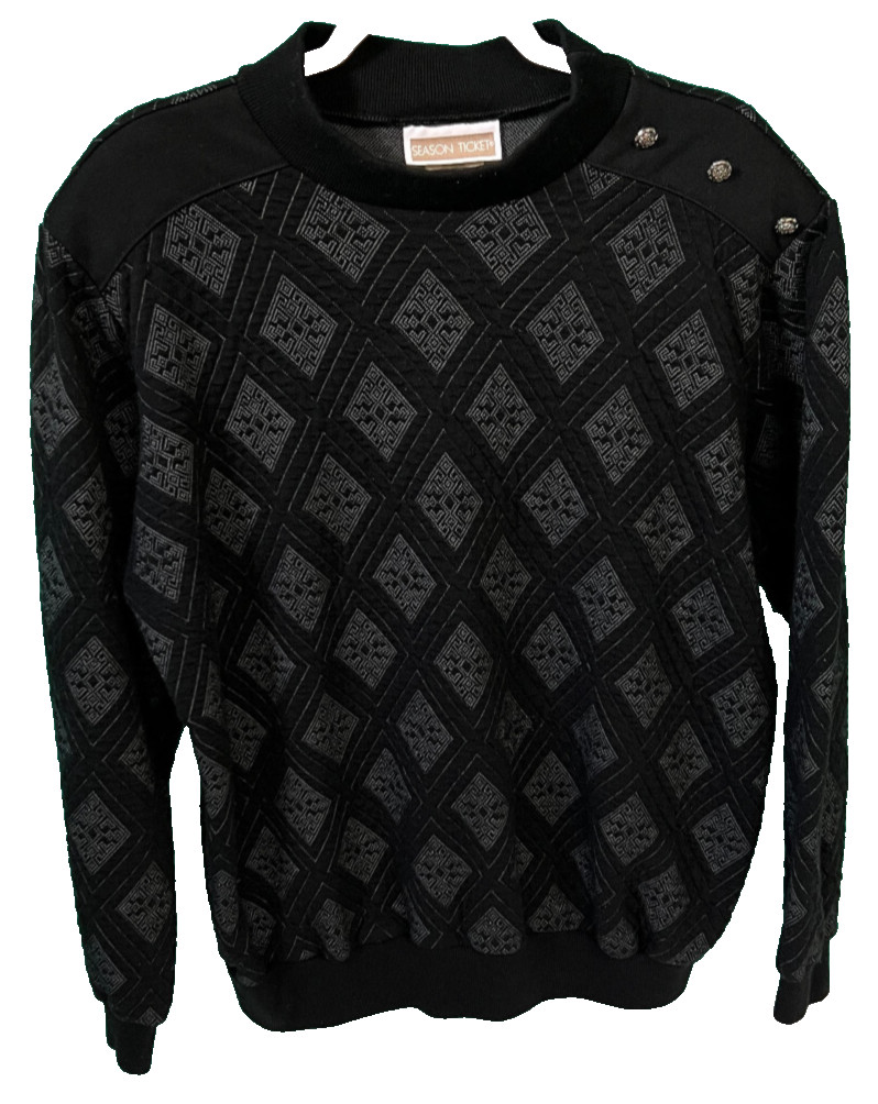 Season Ticket Womans Top Blouse Black 2X USA Pullover Vintage-C6