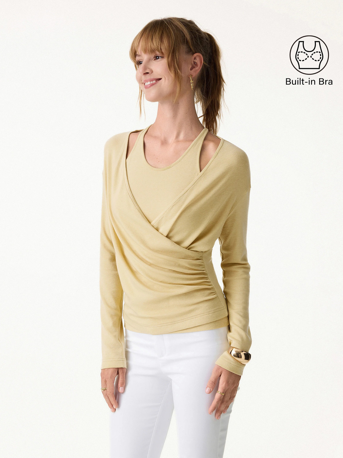 Summer Two-Piece Set Cami with Surplice Ruched Top