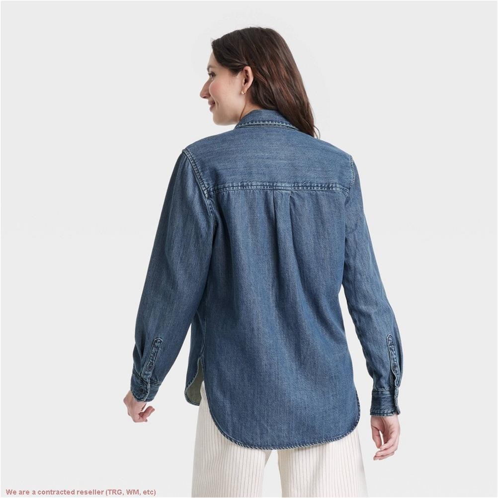 Women’s Relaxed Fit Denim Button-Down Shirt L *SEE DEAL!!!*