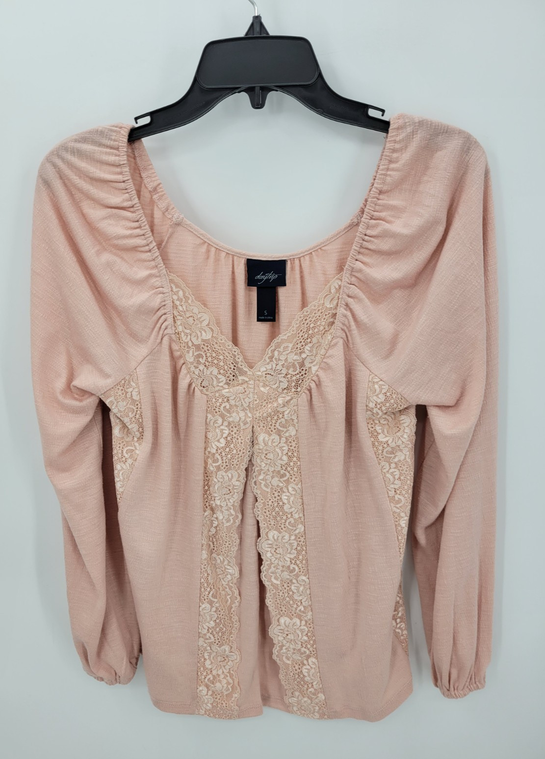 Daytrip Buckle Top Womens Small Pink Lace Insert Romantic Feminine Cottagecore
