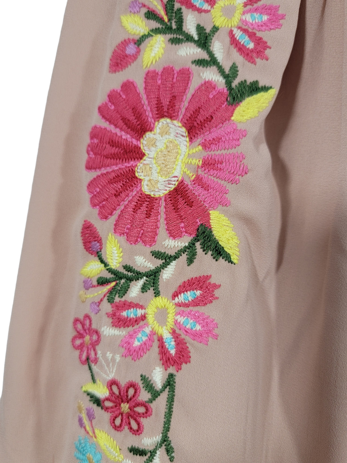 Gianni Bini Women’s Size Small Crop Embroidered Floral Boho Top Balloon Sleeve