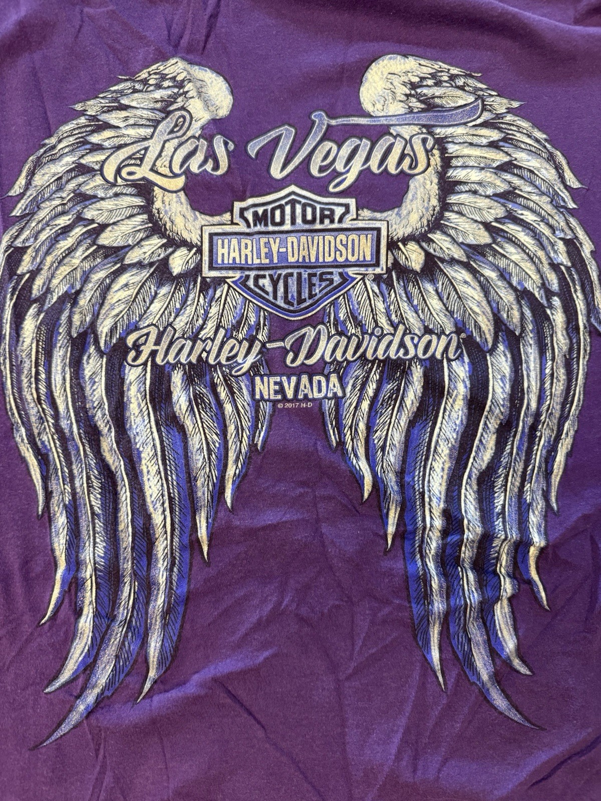 Harley Davidson Las Vegas Womens XXL Purple Angel Wings V Neck T Shirt 2017