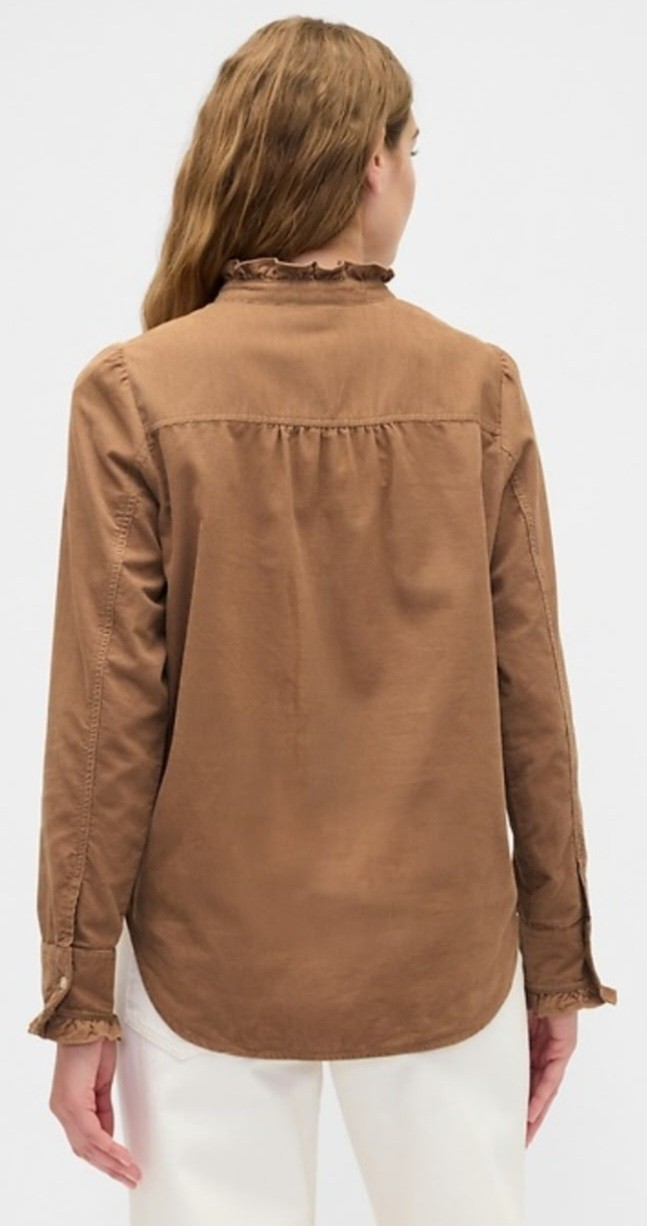 NWT Gap Corduroy Ruffle Shirt Womens Sz M, Button Front Boho Prairie Cottagecore