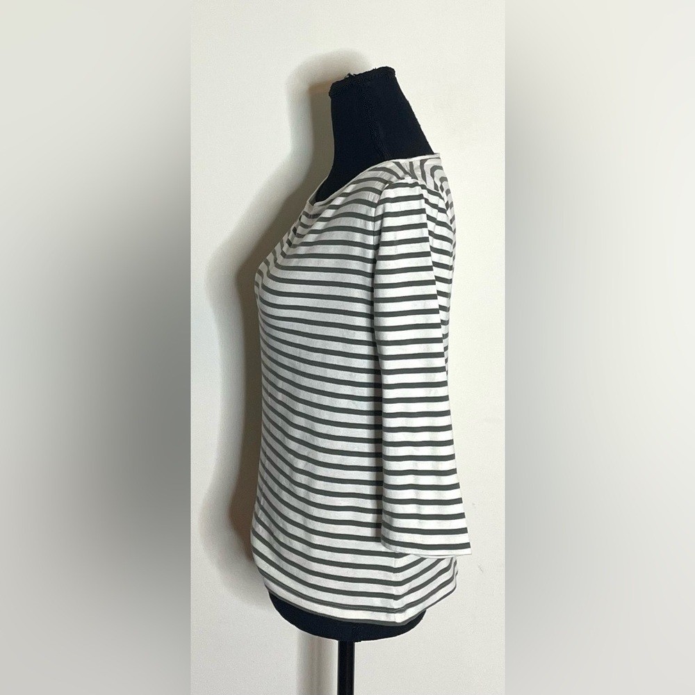 Talbots-Sage green and White Striped Trend French girl Tee Size MP