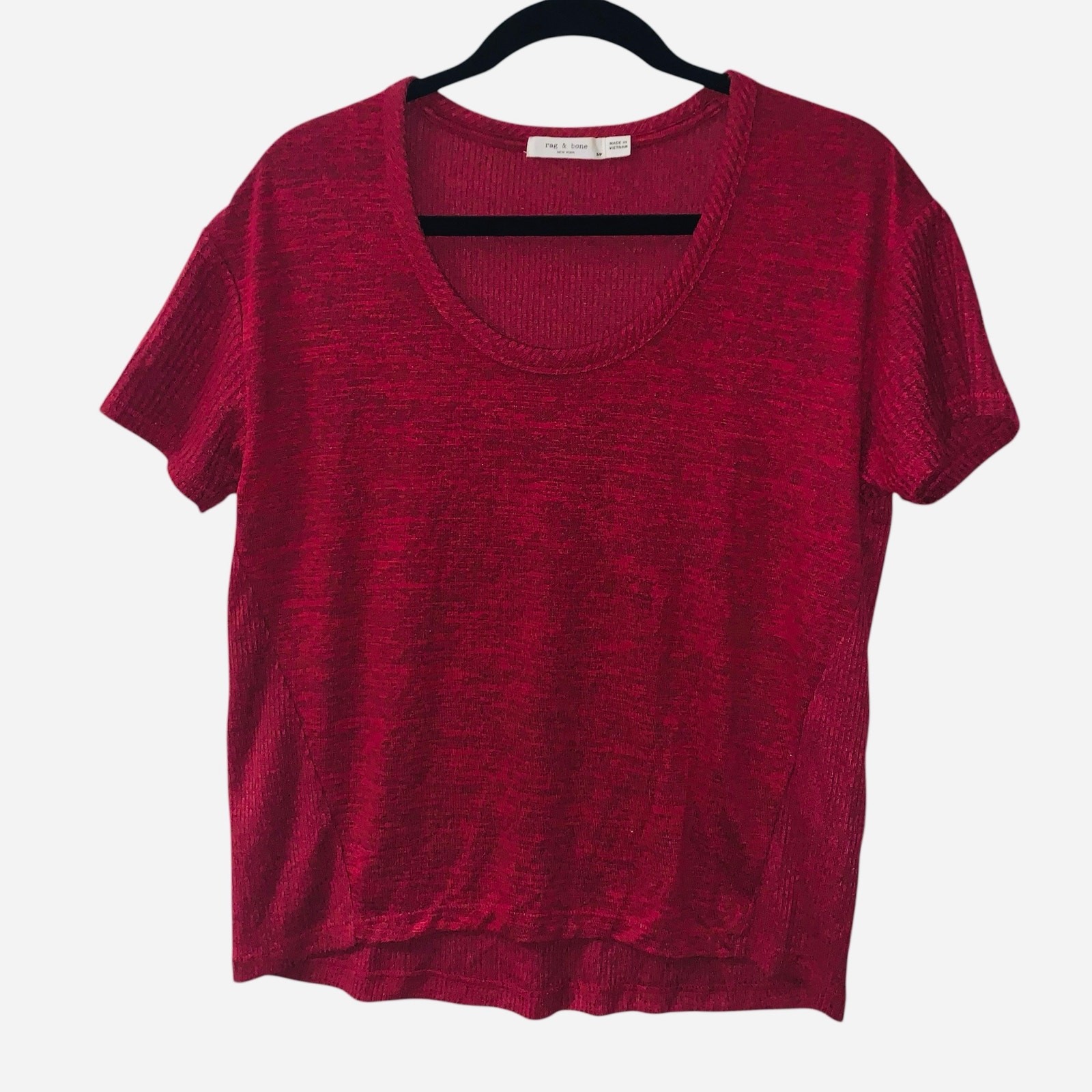 Rag & Bone Ribbed Heather Red Knit Tee size small