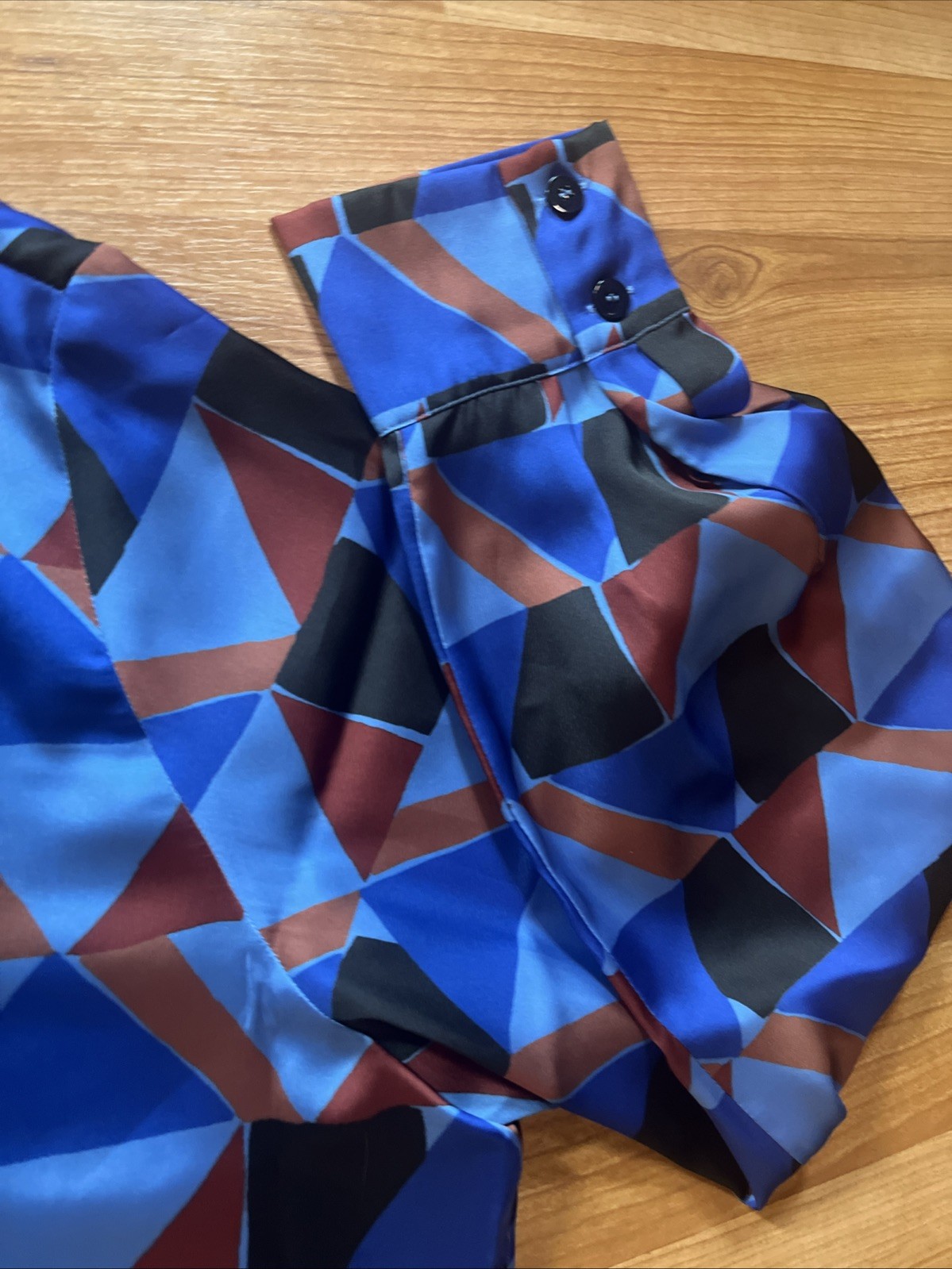 Marina Rinaldi Brillare China Blue Printed Satin Shirt Plus Size 16W MSRP $385