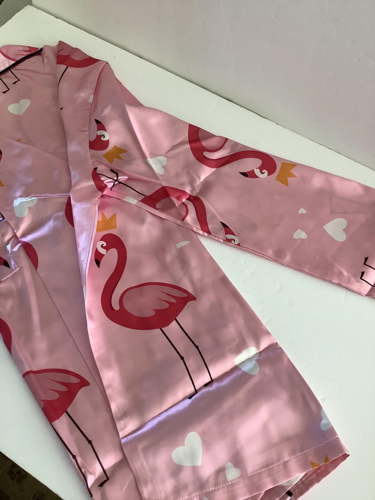 Ladies satin pink flamingos pjammas xl long sleeve brand new