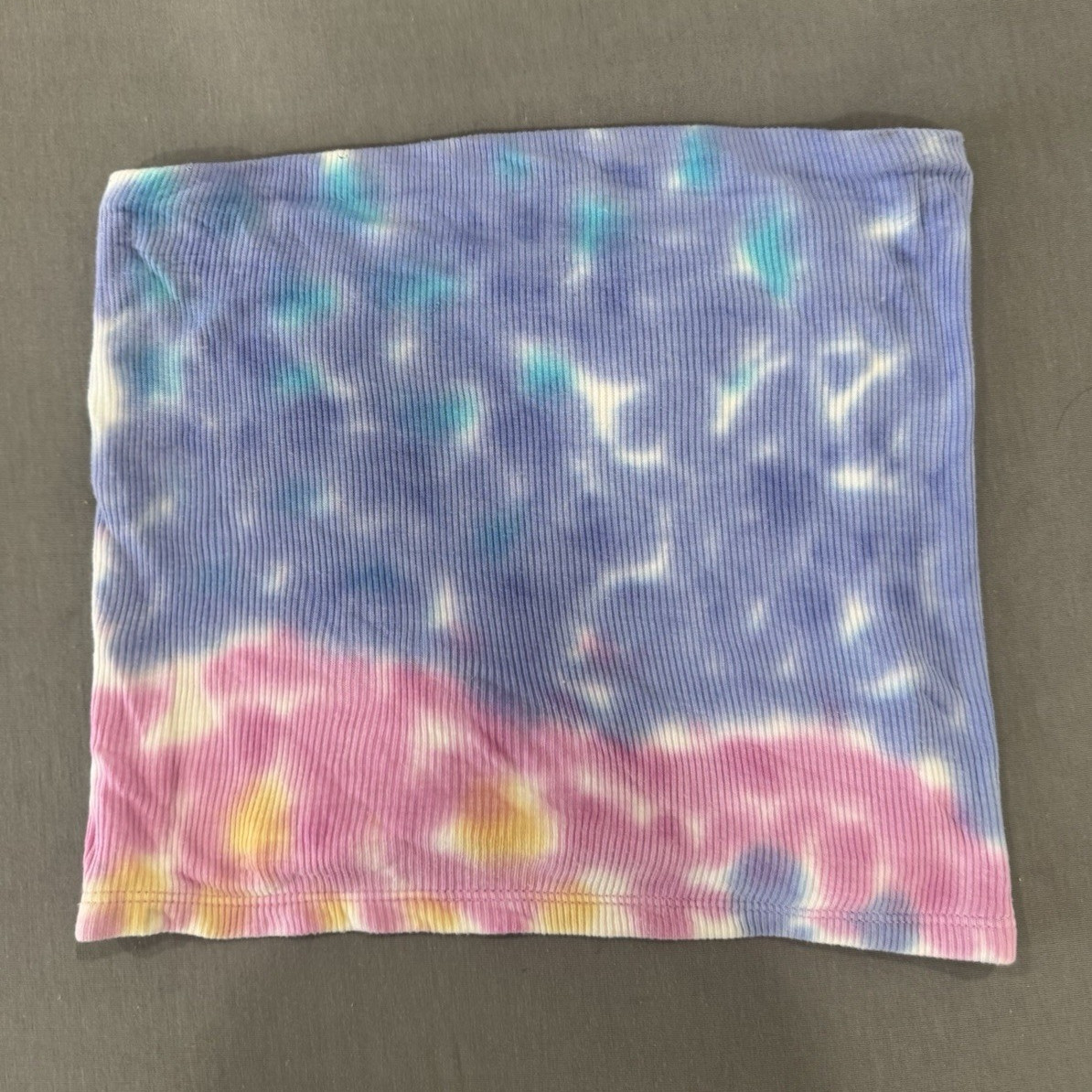 American Eagle Soft & Sexy Rib Strapless Tube Top Tie Dye Blue Pink XS