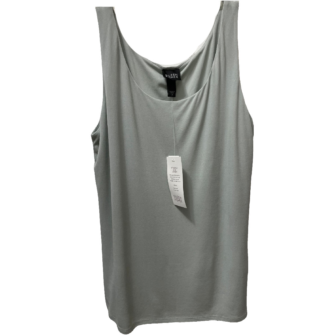 NWT $118 Eileen Fisher Scoop Neck MEDIUM Mist/Gray Stretch SILK Jersey Washable