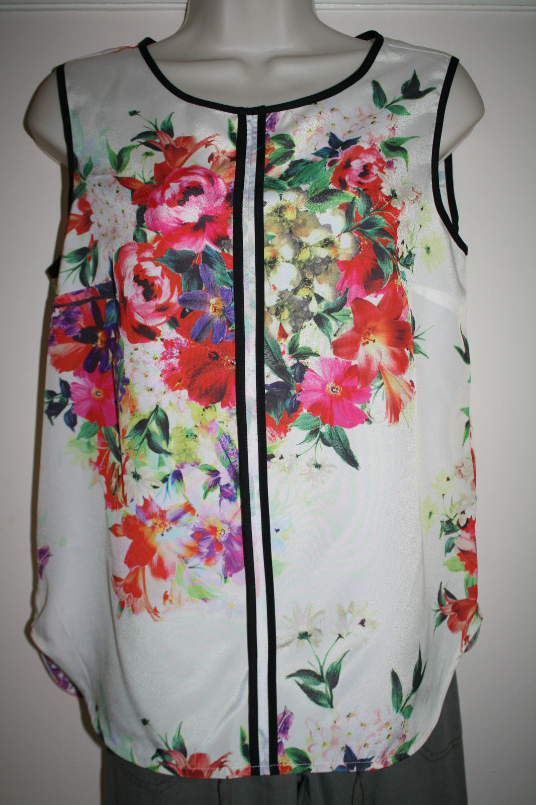 new Party Cocktail Casual Summer Tank Top Floral Blouse Size 8 /10 UK Crew Neck