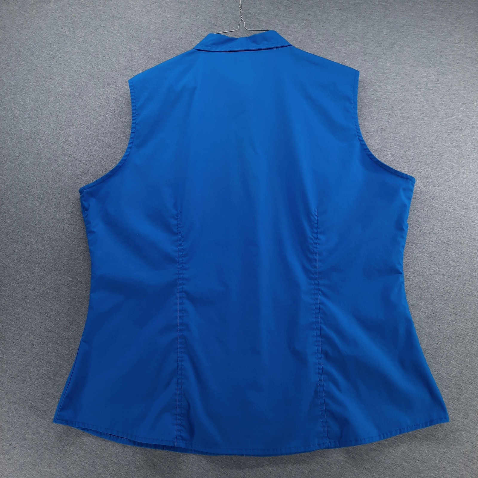 Riders By Lee Shirt Womens XL Blue Solid Sleeveless Button Front Easy Care