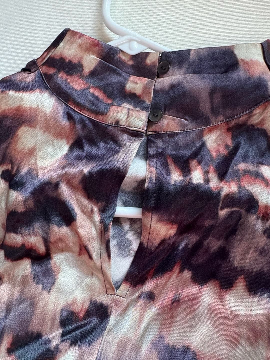 Abstract Print Ruched Mock Neck Sleeveless Blouse XS Career Y2K Top