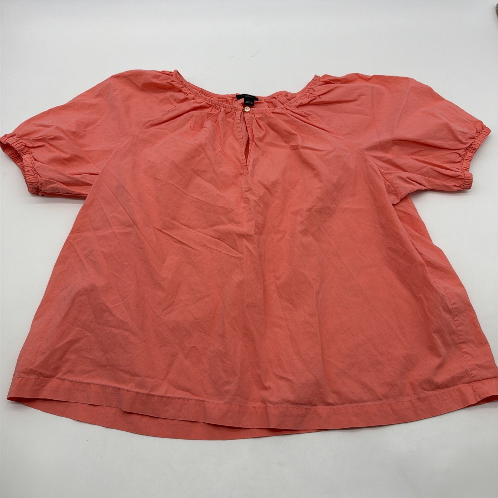Ann Taylor Factory Blouse Women L Orange Solid .#37911