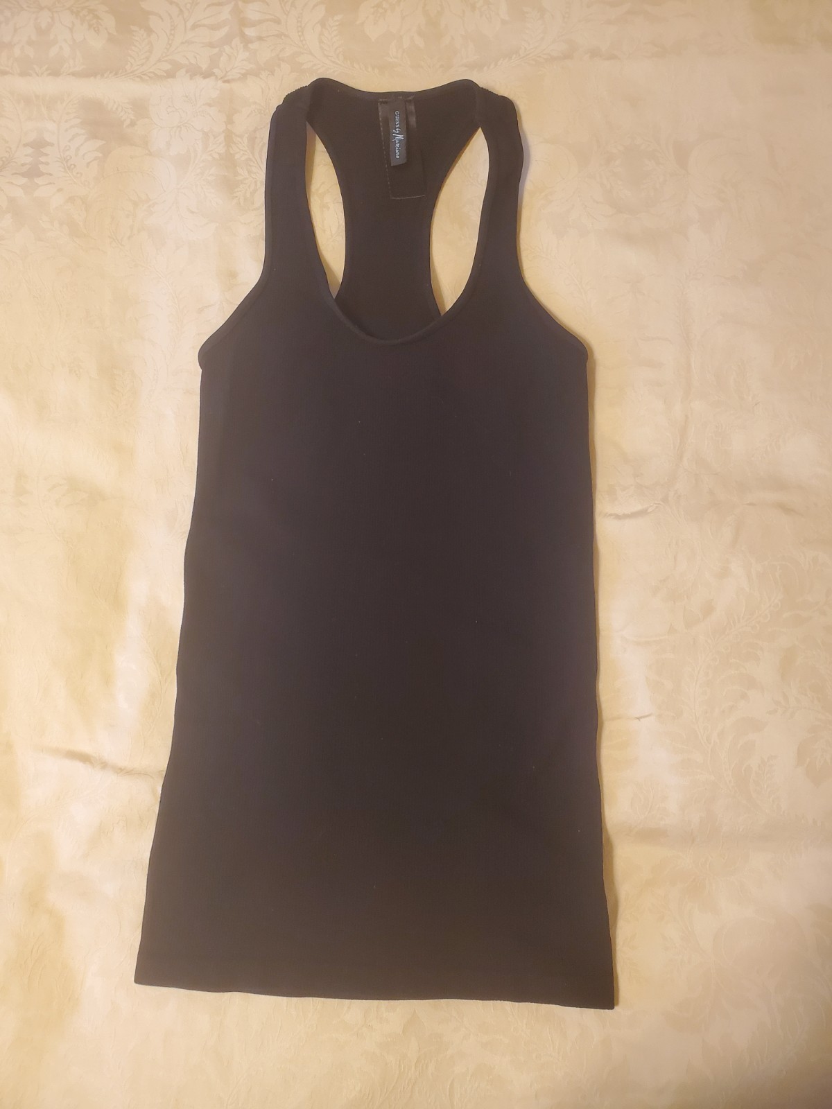 Guess by Marciano Women’s Black Ribbed Racerback Stretchy Hip Length Tank S