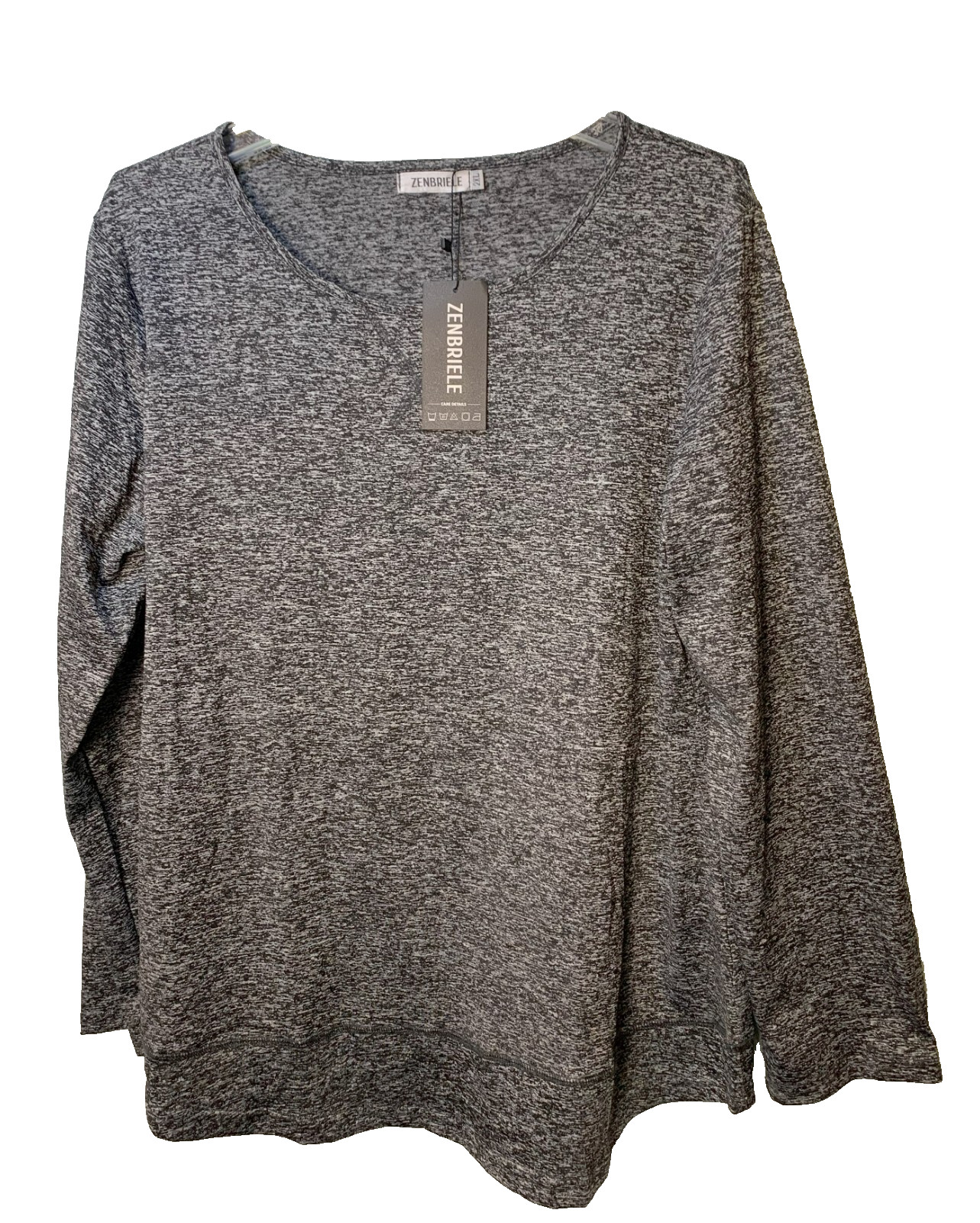 Zenbriele Size 2XL Activewear Yoga Top Grey Long Sleeve Poly Spandex Blend NWT