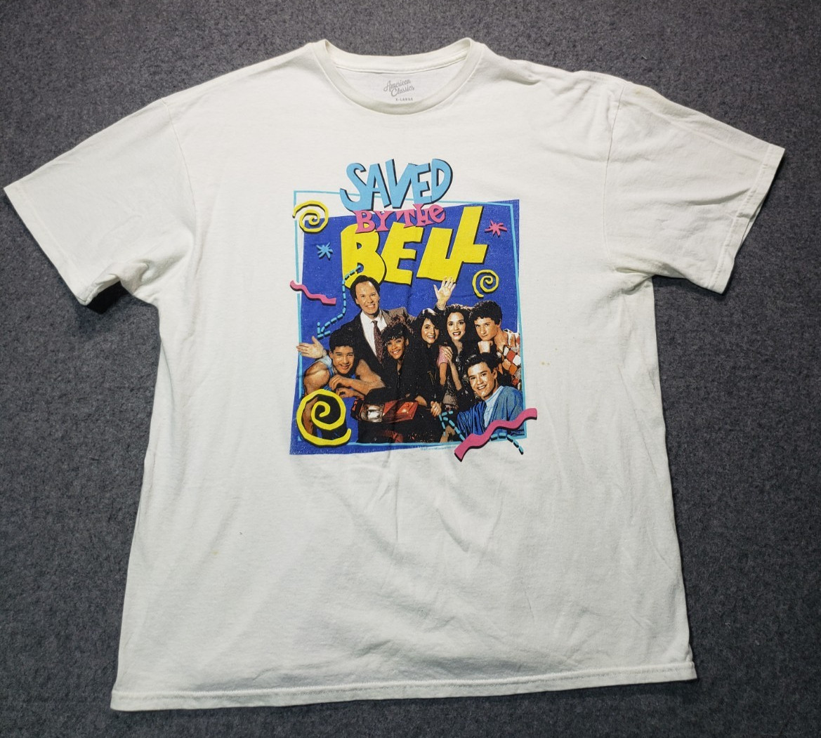 American Classics women size XL cotton Saved by the Bell tv show white t-shirt