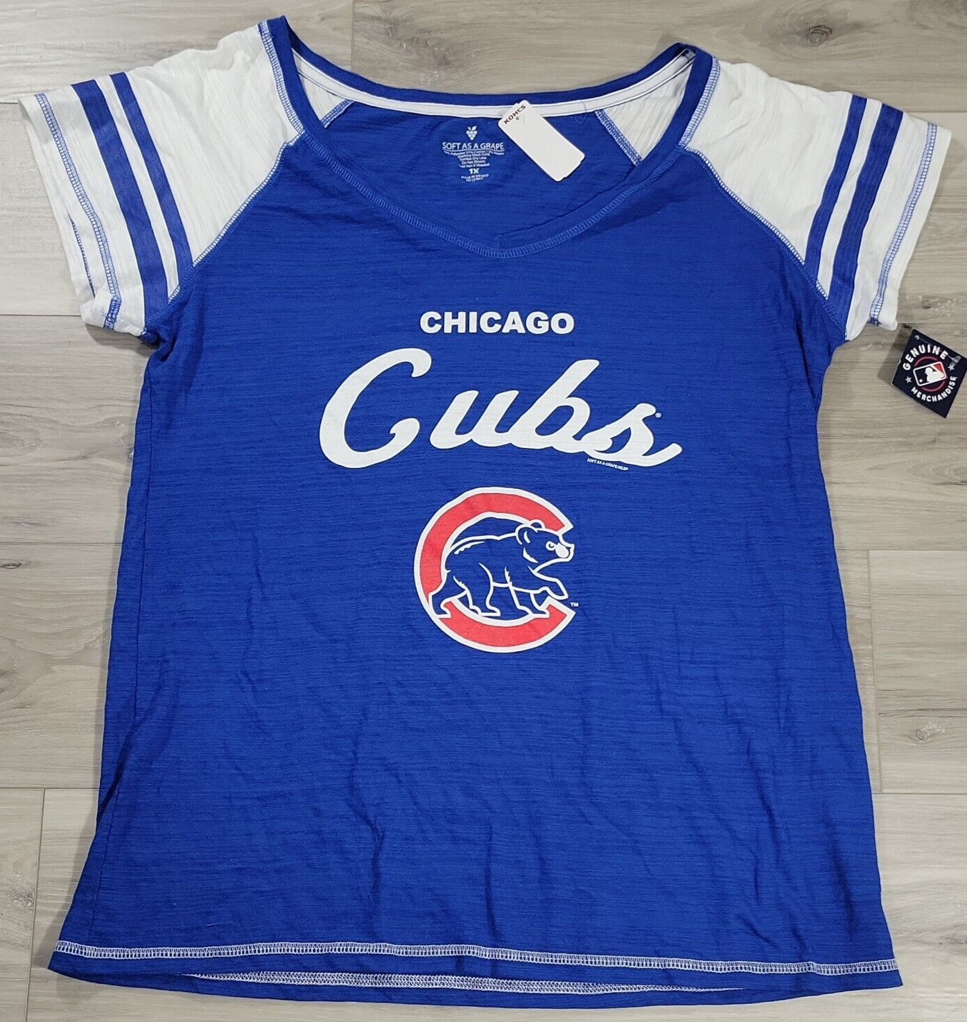 Chicago Cubs T-Shirt Women’s 1 Royal Blue Three Out Color Blocked Short Sleeve