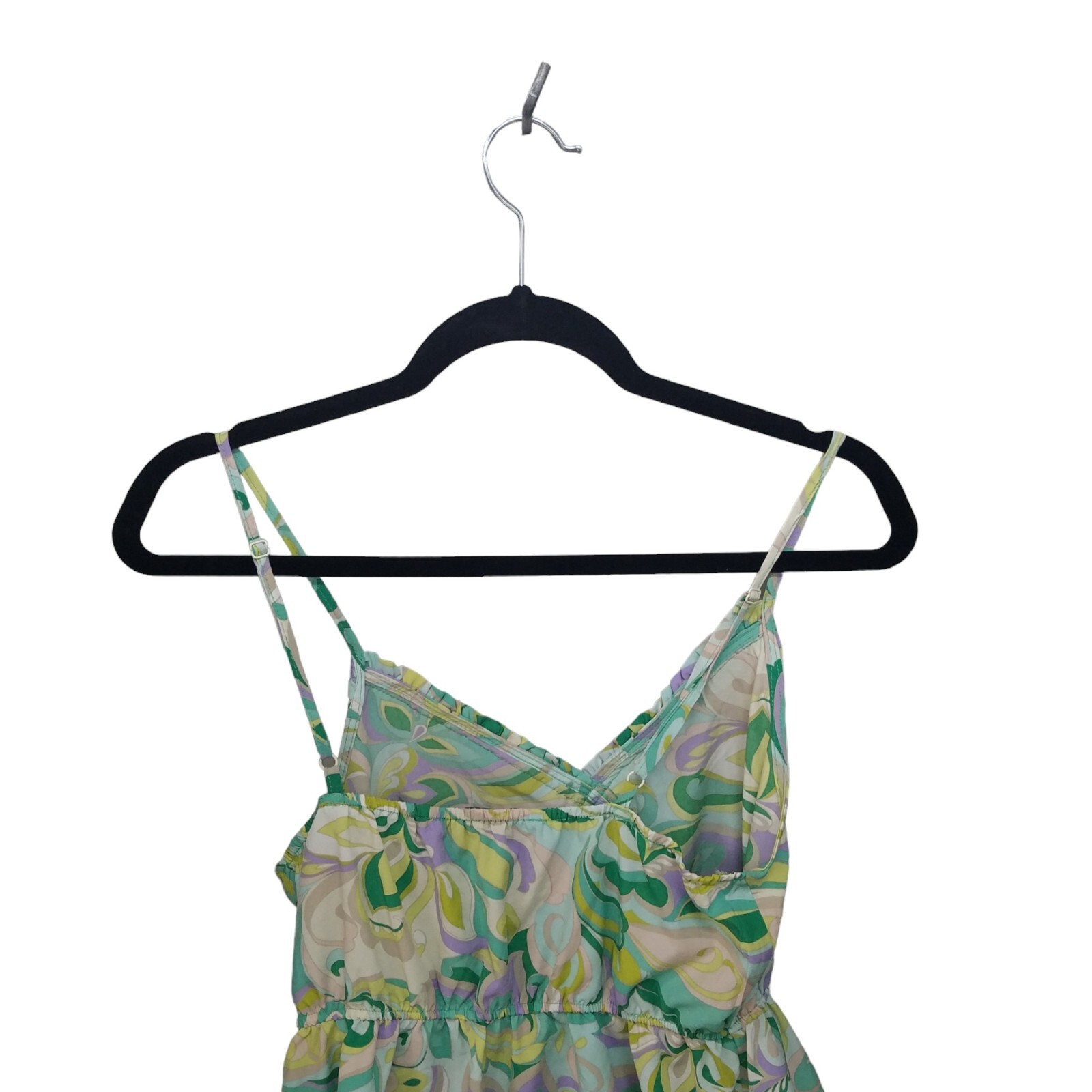 Lily White Womens Sz M Green Yellow Floral Sleeveless Blouse