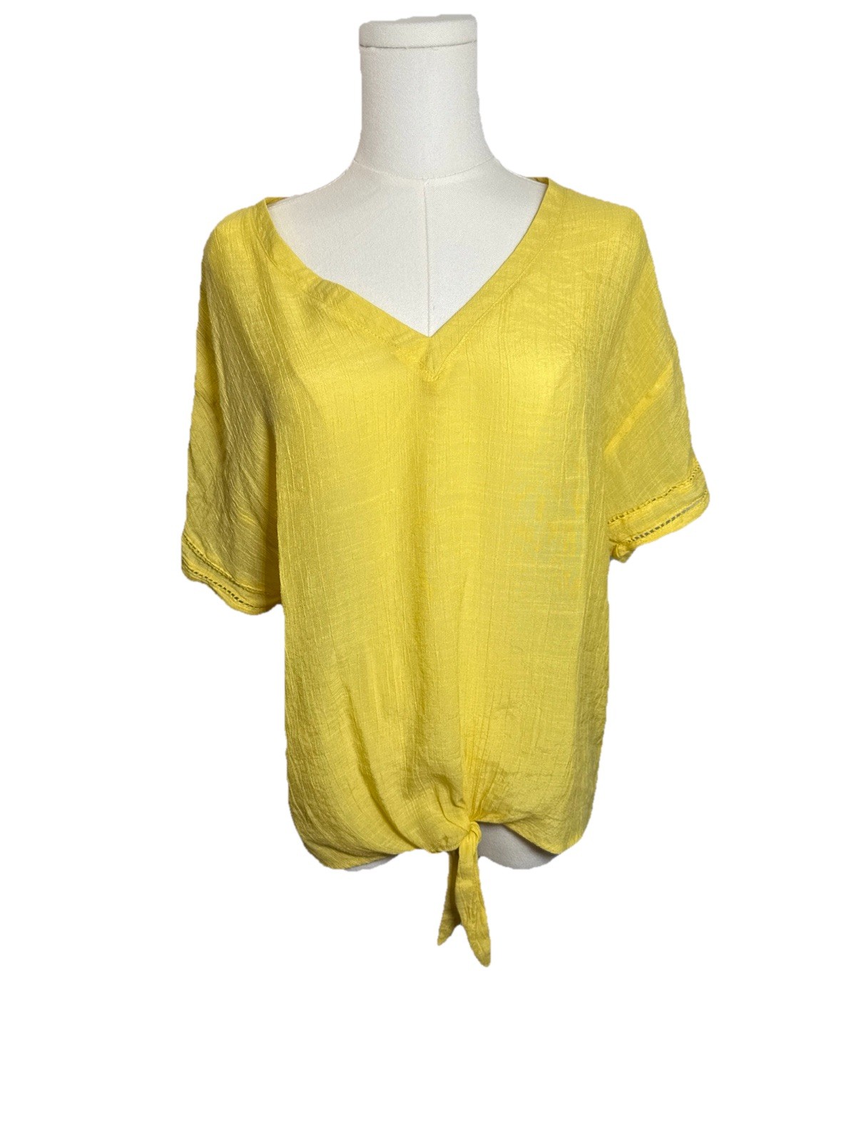 Counterparts Women’s Peasant Bright Yellow Rayon/ Polyester Blend Blouse Size S