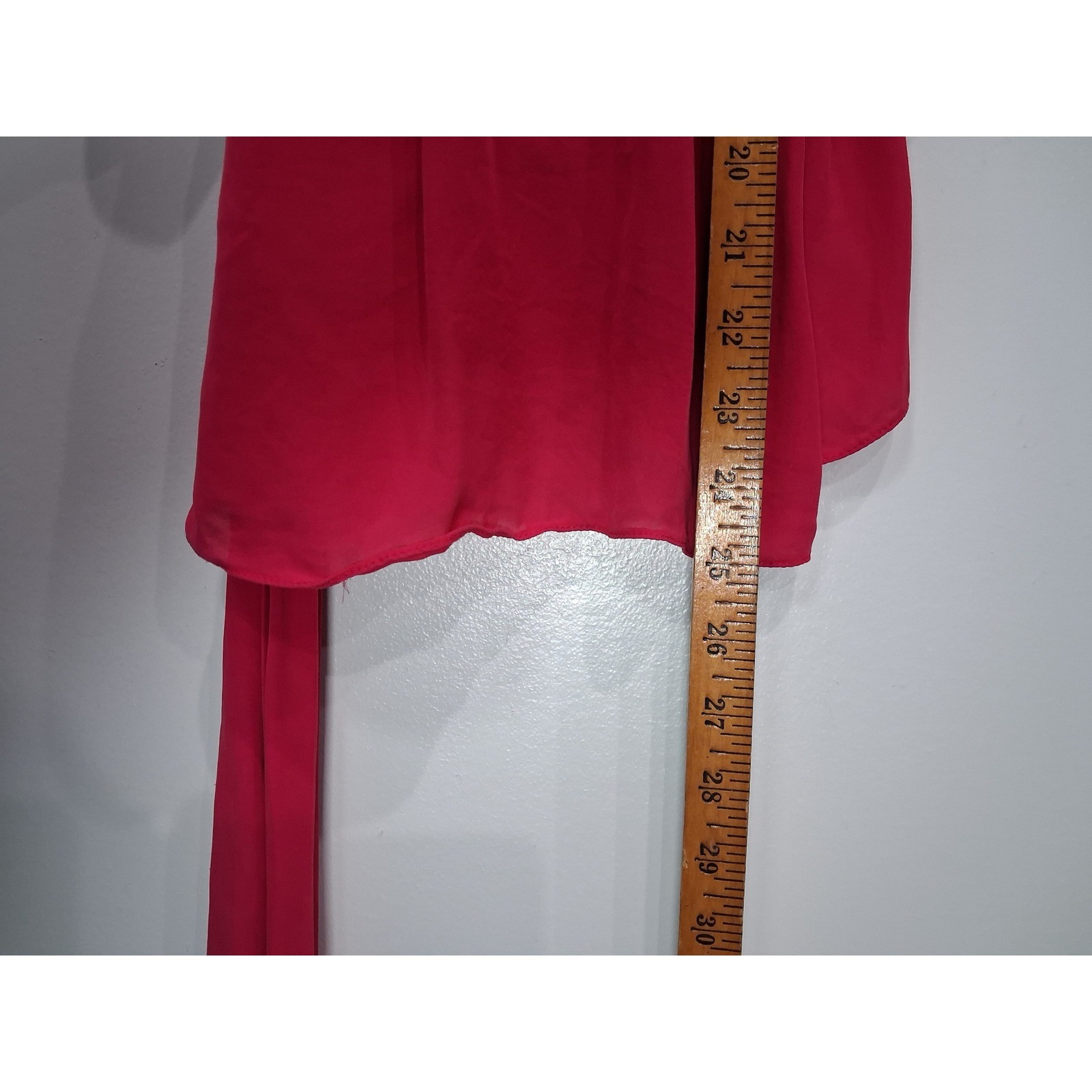 BCBGMAXAZRIA Womens XS Pink 100% Silk Wrap Blouse Kimono Flutter Sleeve V-Neck