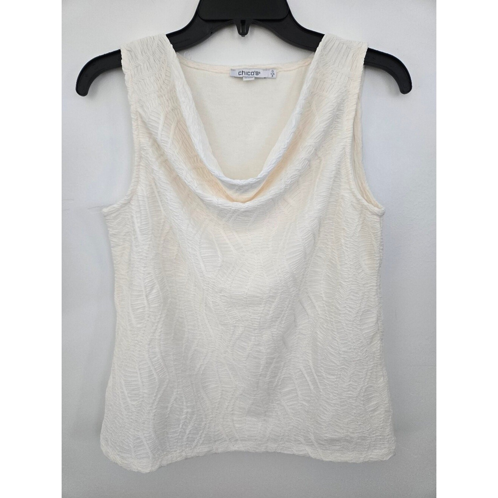 Chico’s Cowl-Neck Tank. Super soft jacquard-knit fabric. Ivory. Small
