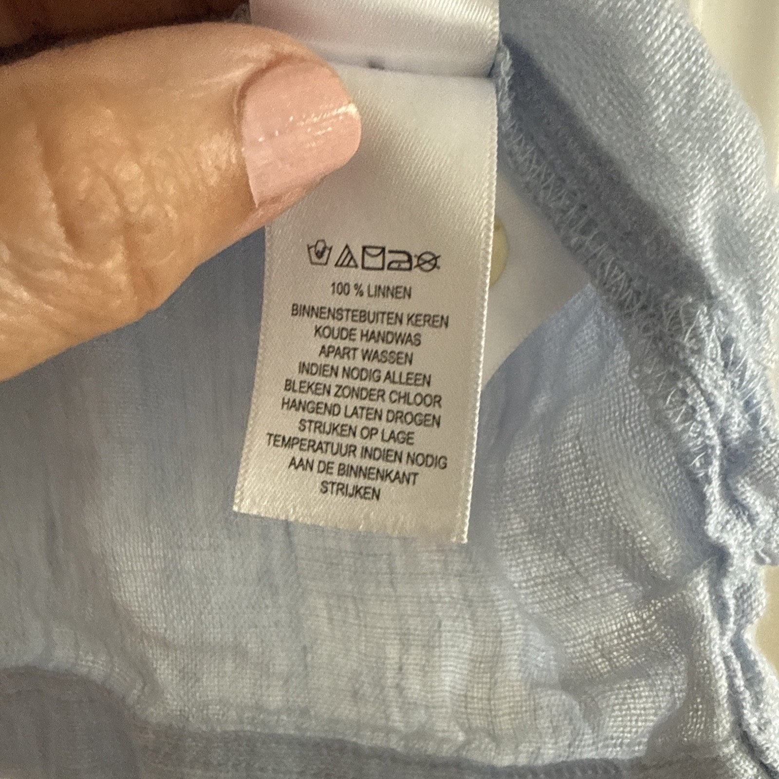 C&C California 100% Linen Lt Blue Short Sleeve Button Down Shirt Crop Size Med
