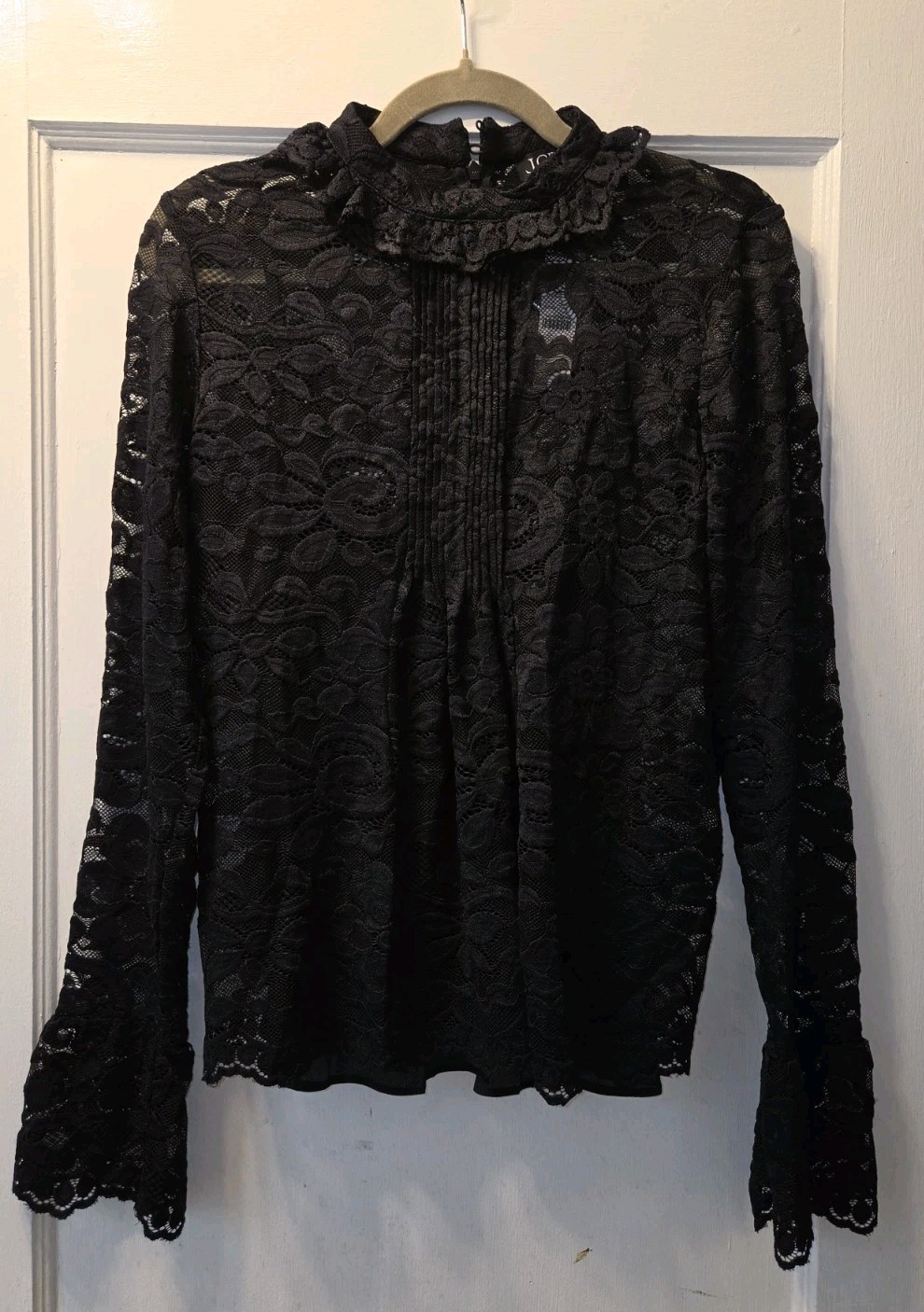 NWT.J. CREW Lace Mockneck Top Black Floral Victorian Coquette Romantic Size 8