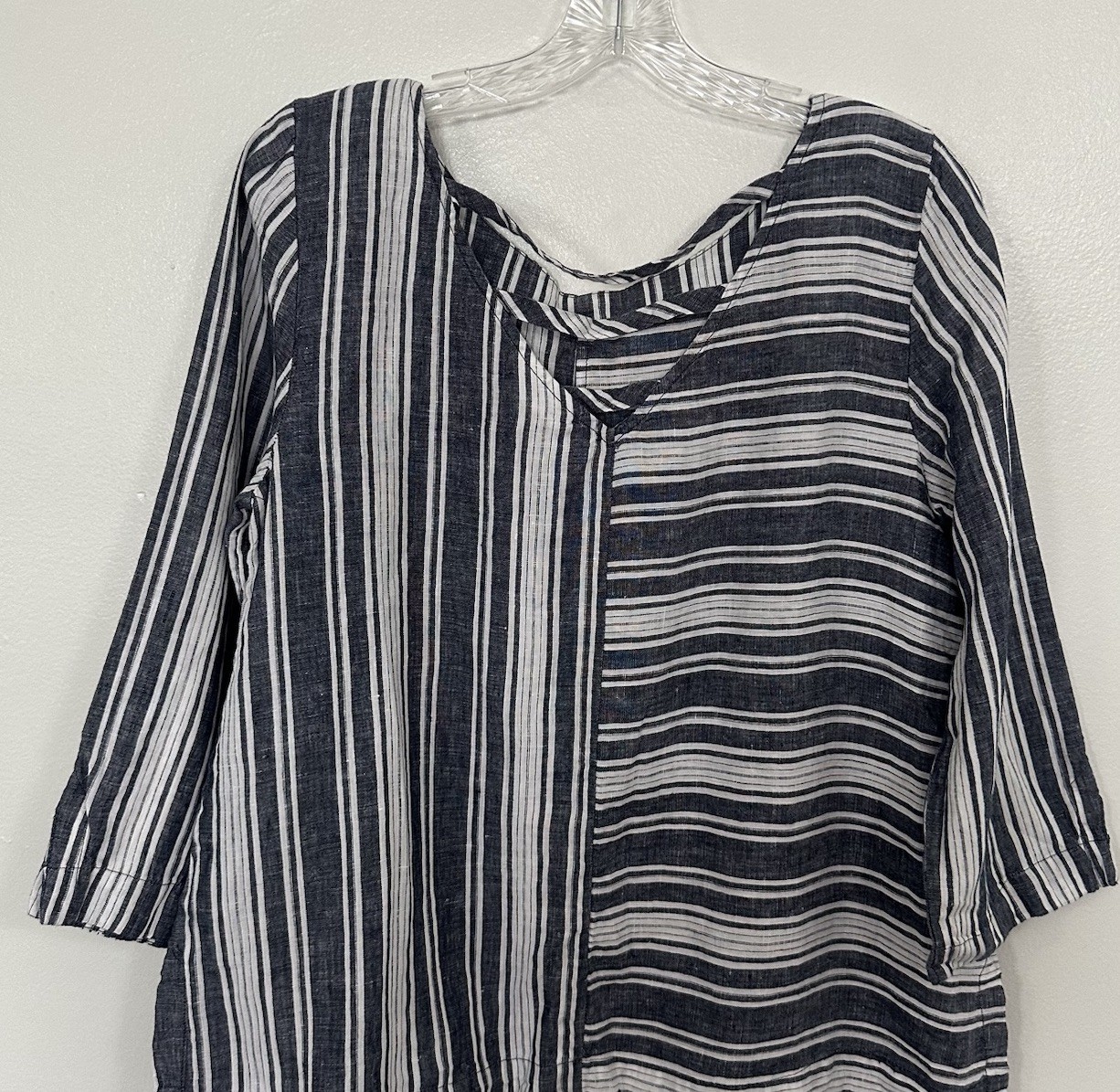 Charter Club/ Macy’s Boho Linen Striped Top M Tunic Hippie Beach Resort Cruise