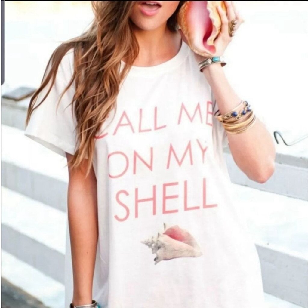 NWOT Show me your mumu Oliver call me on my shell white tshirt size S